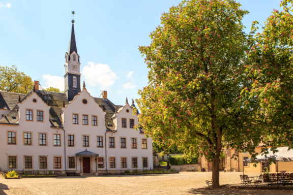 Der denkmalgeschützte Schlosshof bildet umrahmt vom Schloss und den Nebengebäuden den zentralen Punkt des ehemaligen Rittergutes. Das historische Kopfsteinpflaster besteht teilweise Weißeritzgeröll und birgt so manche geologische Besonderheit der Region. Tausende Bergleute, Pferde und die Räder der Kutschen sind über dieses Pflaster gelaufen, aber auch die Barone von Burgk und seit 1946 hunderttausende Museumsbesucher.